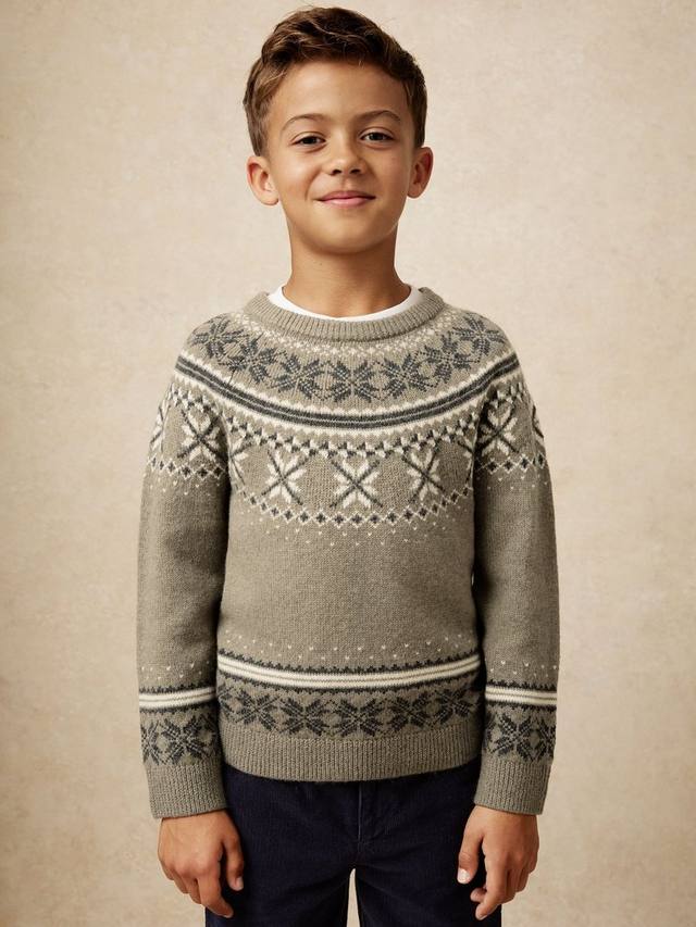 

Детский джемпер Sydney из хлопковой смеси Fair Isle Reiss, Sage Green