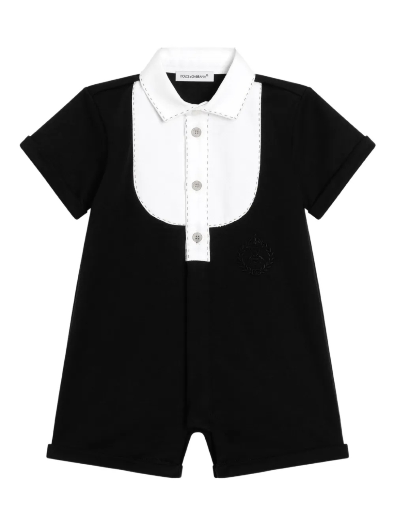 

Dolce & Gabbana Kids ромпер с воротником поло и короткими рукавами, черный