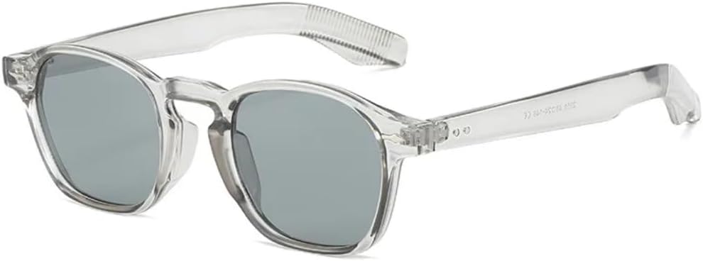 

Солнцезащитные очки для мужчин и женщин - защита UV400 - маленькие круглые прозрачные линзы Ocean с заклепками для занятий спортом на открытом воздухе и вождения DSVIGF, Grey