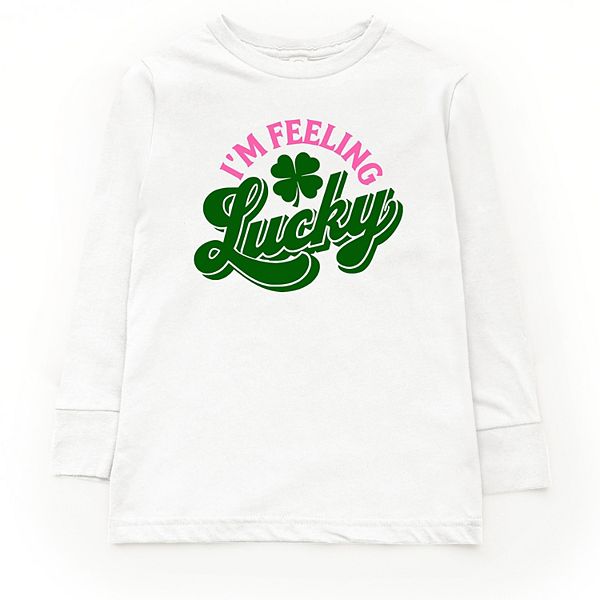 

Яркая футболка с длинным рукавом и принтом I'M feeling lucky The Juniper Shop, White