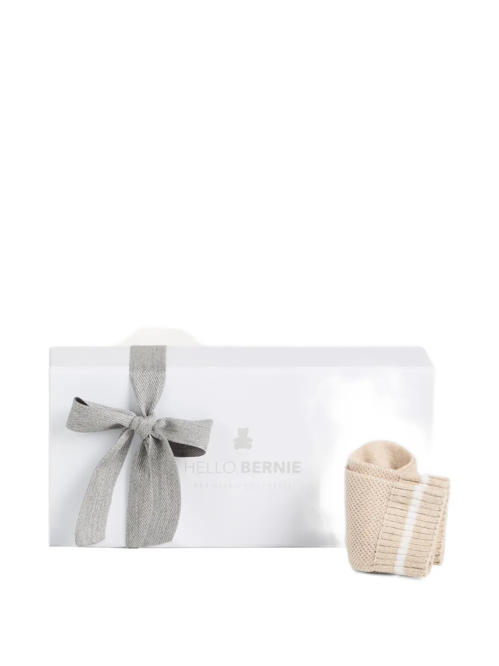 Носки Bernie Baby с вафельным узором Brunello Cucinelli Kids, нейтральный — фото 3