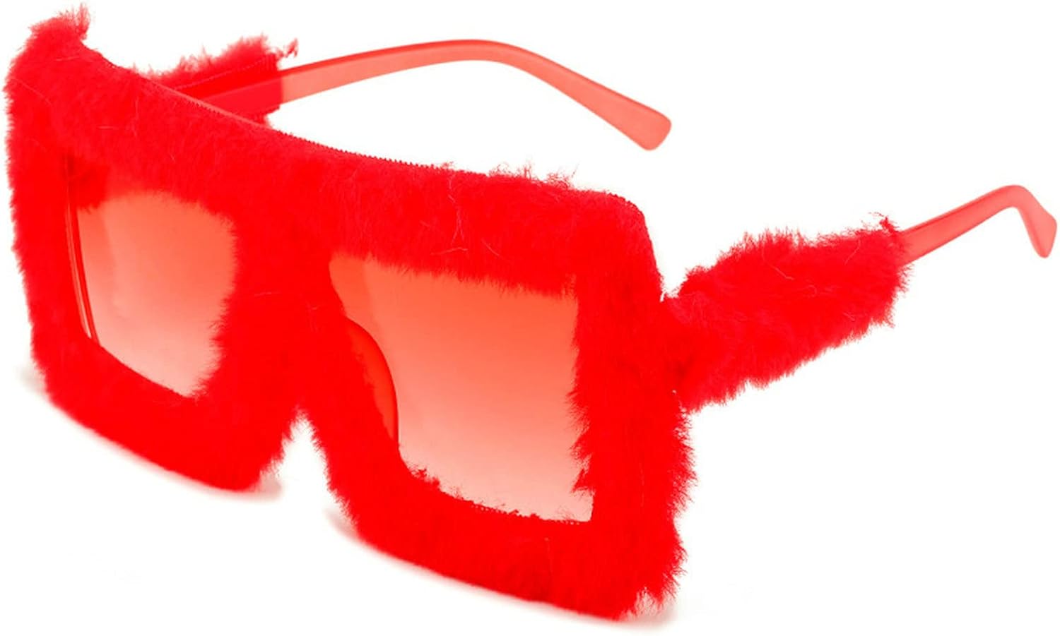 

COTIA Ретро большие квадратные женские солнцезащитные очки, модные оттенки конфетных цветов, защита от УФ-излучения UV400, мужские мягкие плюшевые очки с декором, трендовые солнцезащитные очки, Red