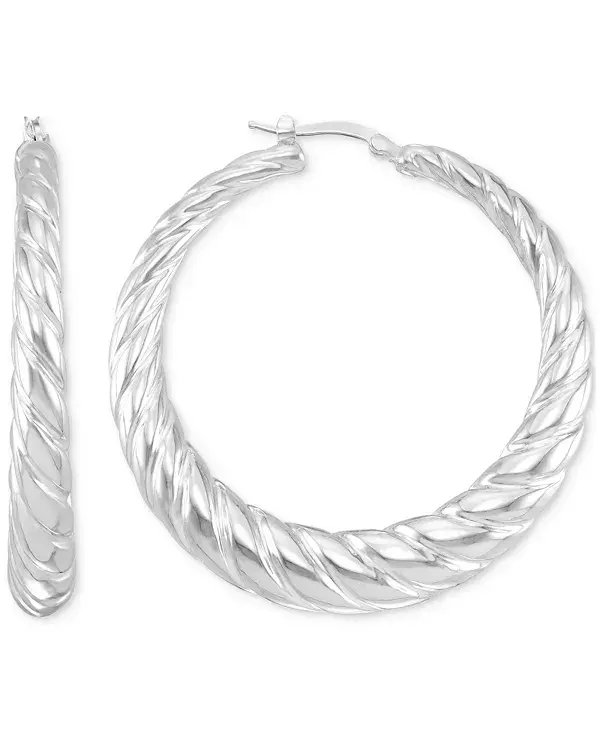 

Серьги-Кольца среднего размера с градуированной текстурой из стерлингового серебра с покрытием из 14-каратного золота, 40 мм Macy'S, silver