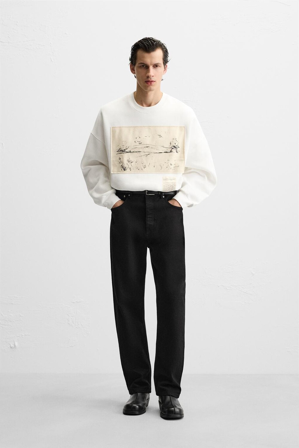 

Толстовка с графическим нашивкой ZARA, белый