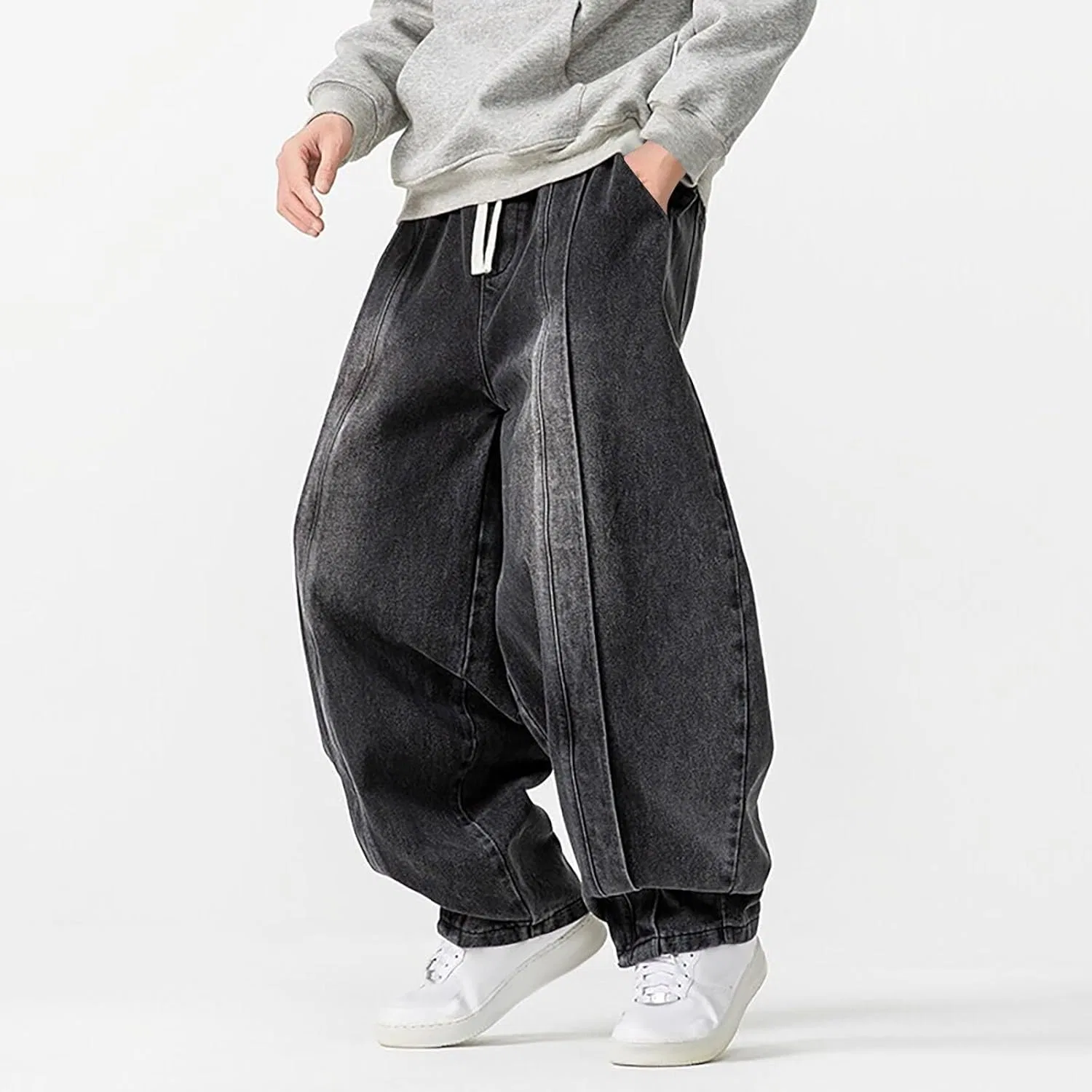 Джинсы свободные Y2K Oversized, черный — фото 3