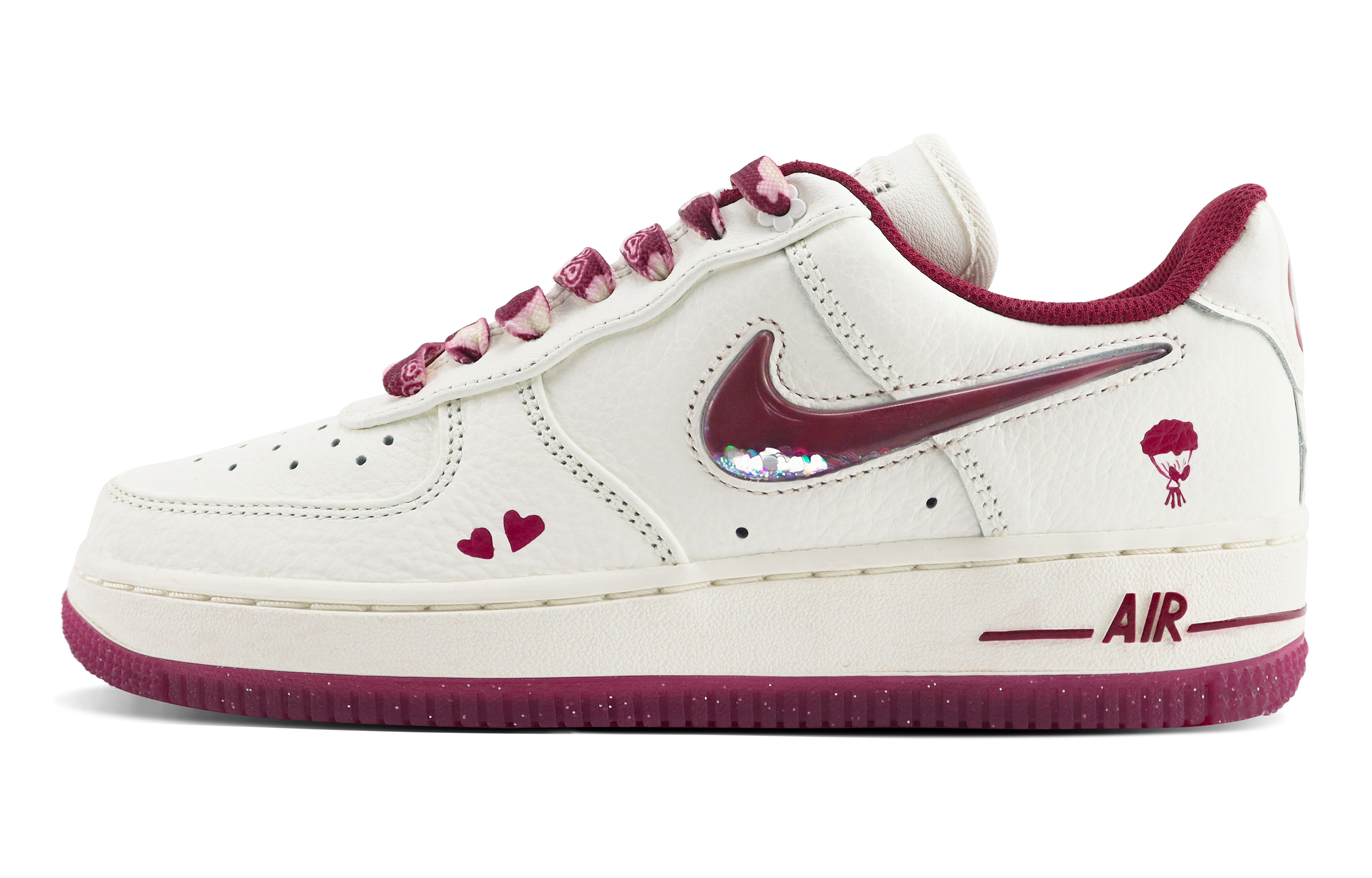 

Кроссовки Nike Air Force 1 Skateboarding Shoes Women's Low-top White/pink, цвет Burgundy