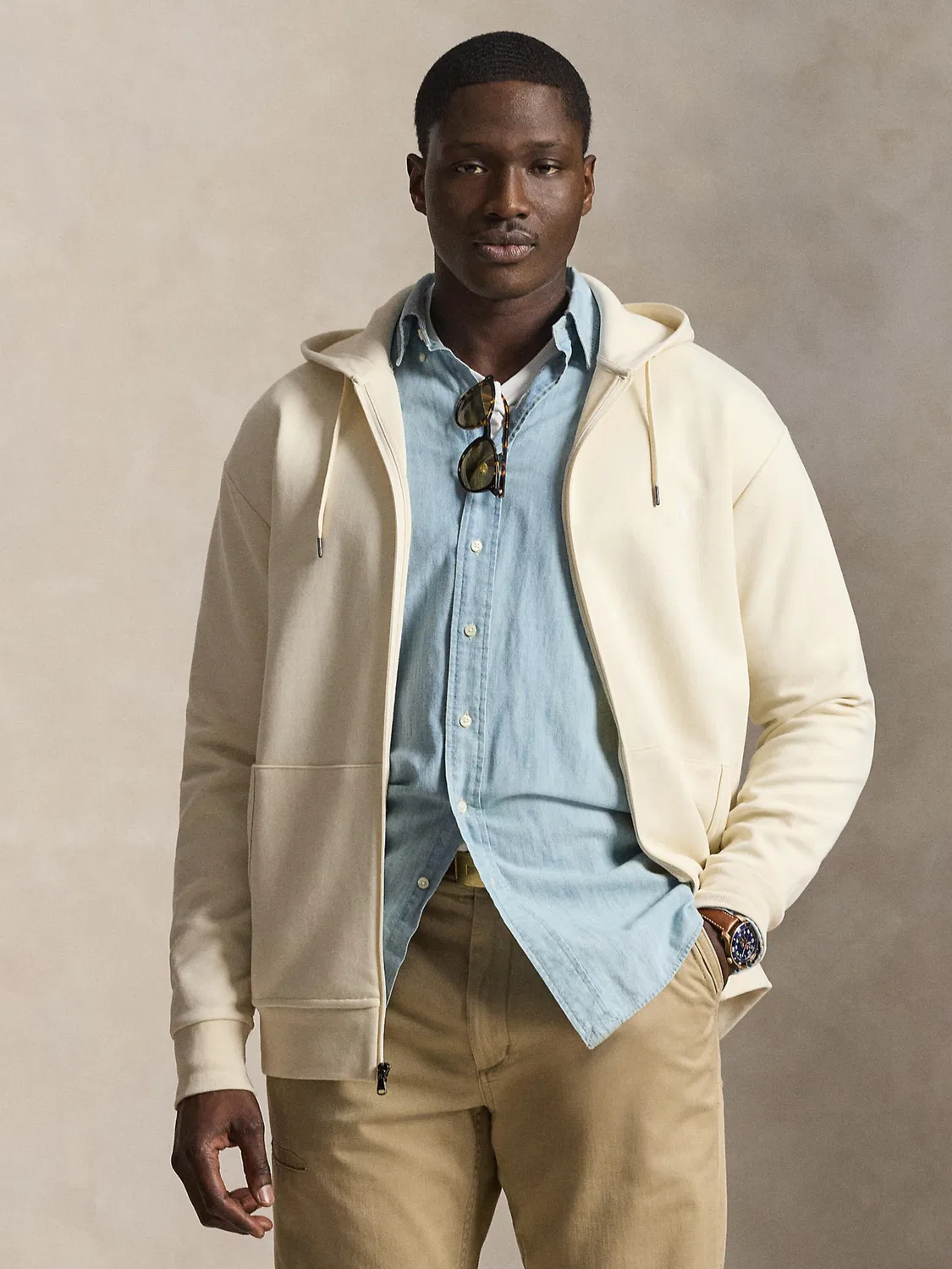 Толстовка на молнии Polo Ralph Lauren Big & Tall, Cream — фото 3