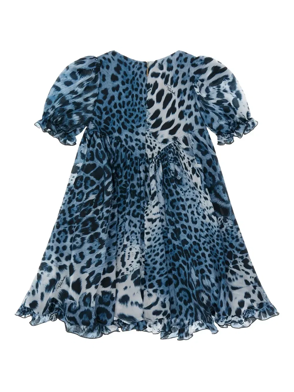 Платье с оборками и леопардовым принтом Roberto Cavalli Junior, синий — фото 2