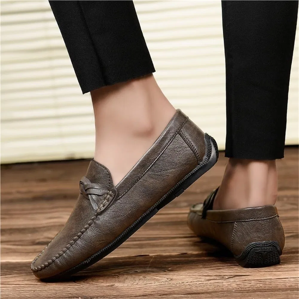 Мокасины Vegan Leather Round Toe Loafers, Grey DHFIRUFSHLO — фото 2