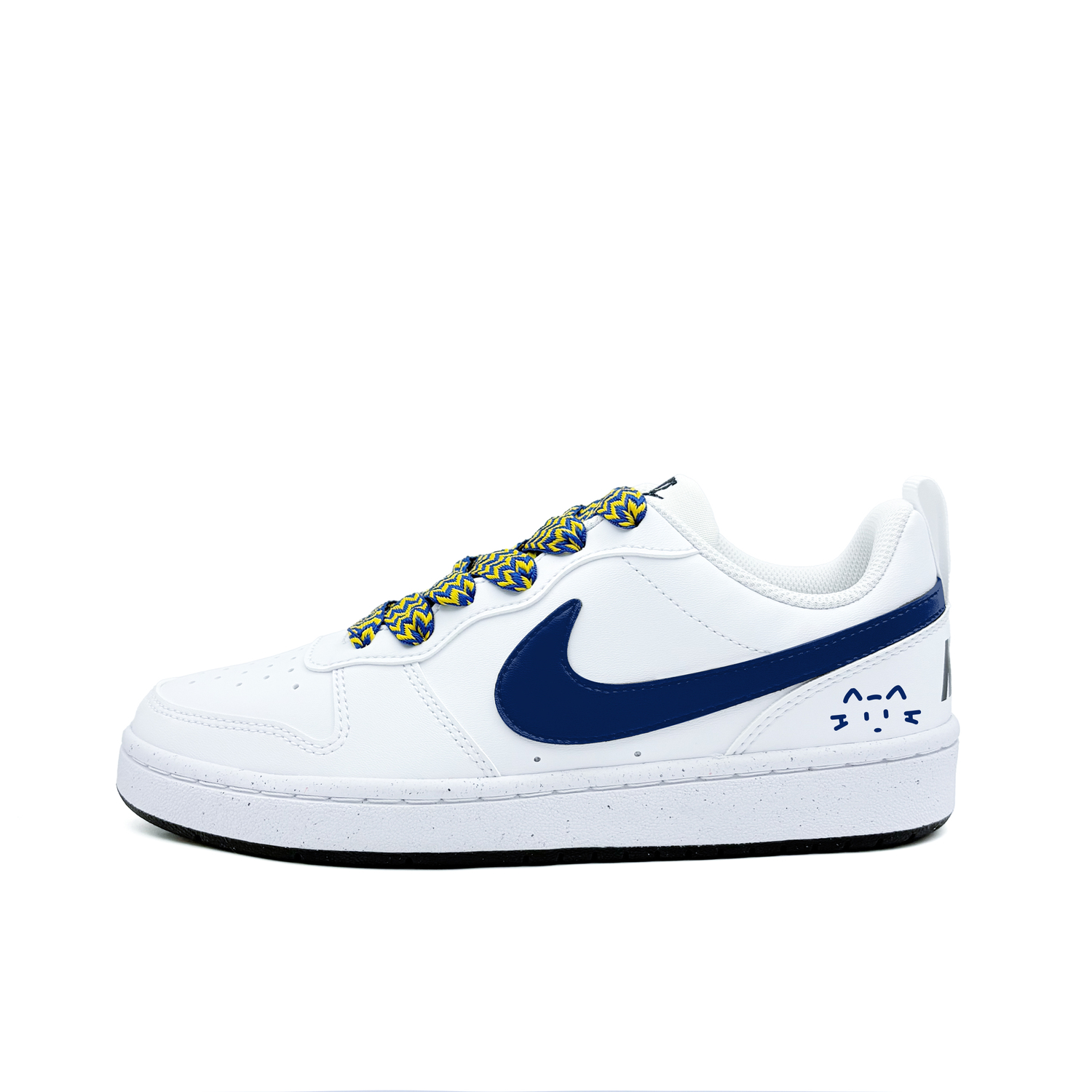 

Nike Court Borough Blue Cat Synthetic Leather Abrasion Resistant Low top Skateboard Shoes Black White Teenagers