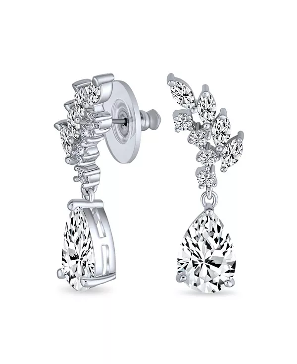 

Серьги-Люстры в форме каплевидных листьев с подвесками из серебра и кубическим цирконием 1,3 дюйма Bling Jewelry, colorless