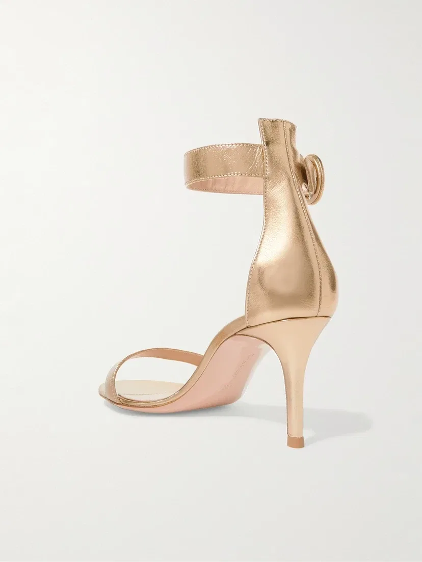 Босоножки Portofino 70 из металлизированной кожи Gianvito Rossi, золотой — фото 3