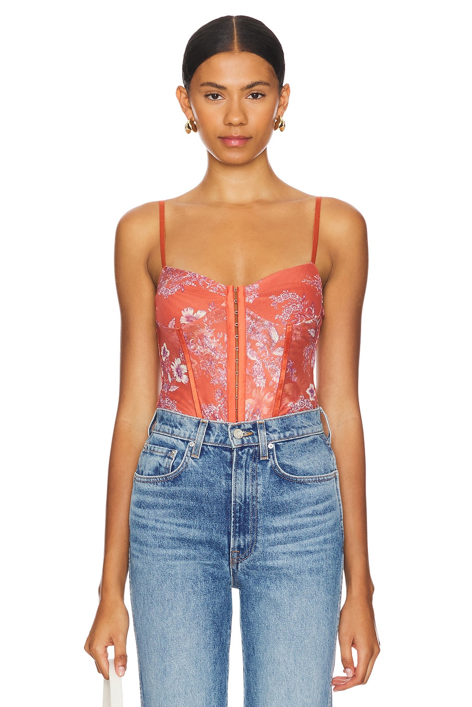 

X интимно fp напечатанный ночной ритм боди Free People, цвет tomato combo
