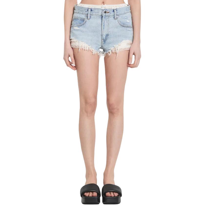 

Alexander Wang Предварительно уложенные шорты с шелковыми боксерами worn indigo