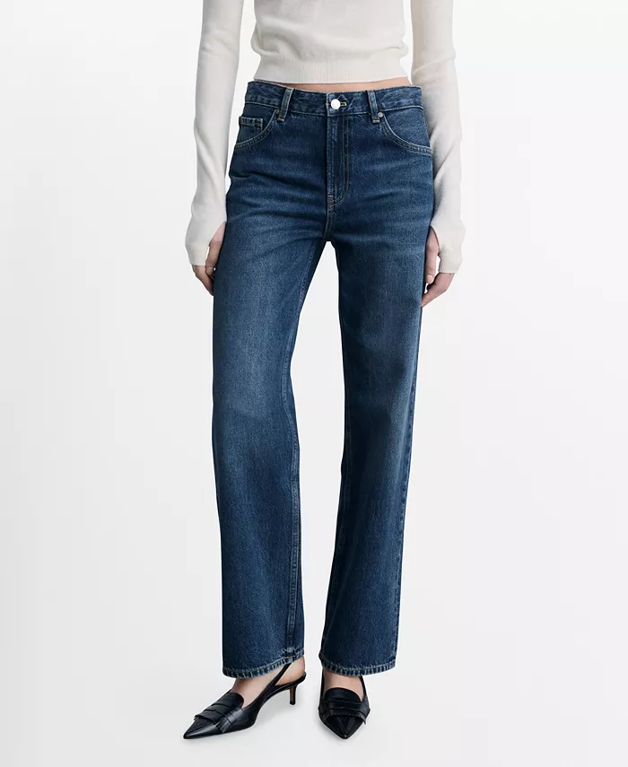 

Женские джинсы Miami с прямой посадкой и средней посадкой MANGO, синий