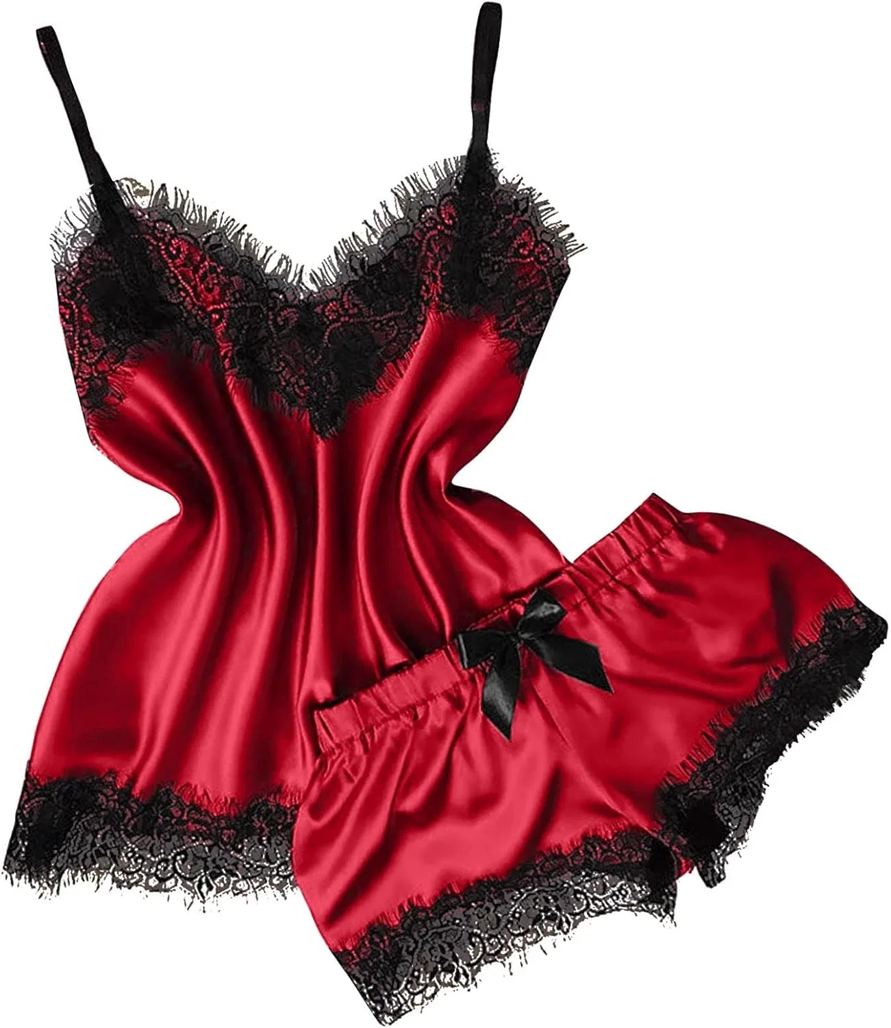 Комплект пижамы, кружево, Sleepwear, красный