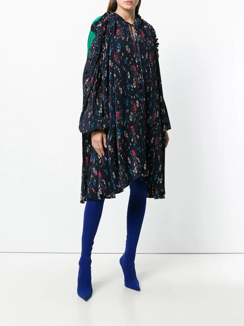 Полуприталенное платье-футляр Balenciaga, синий — фото 2