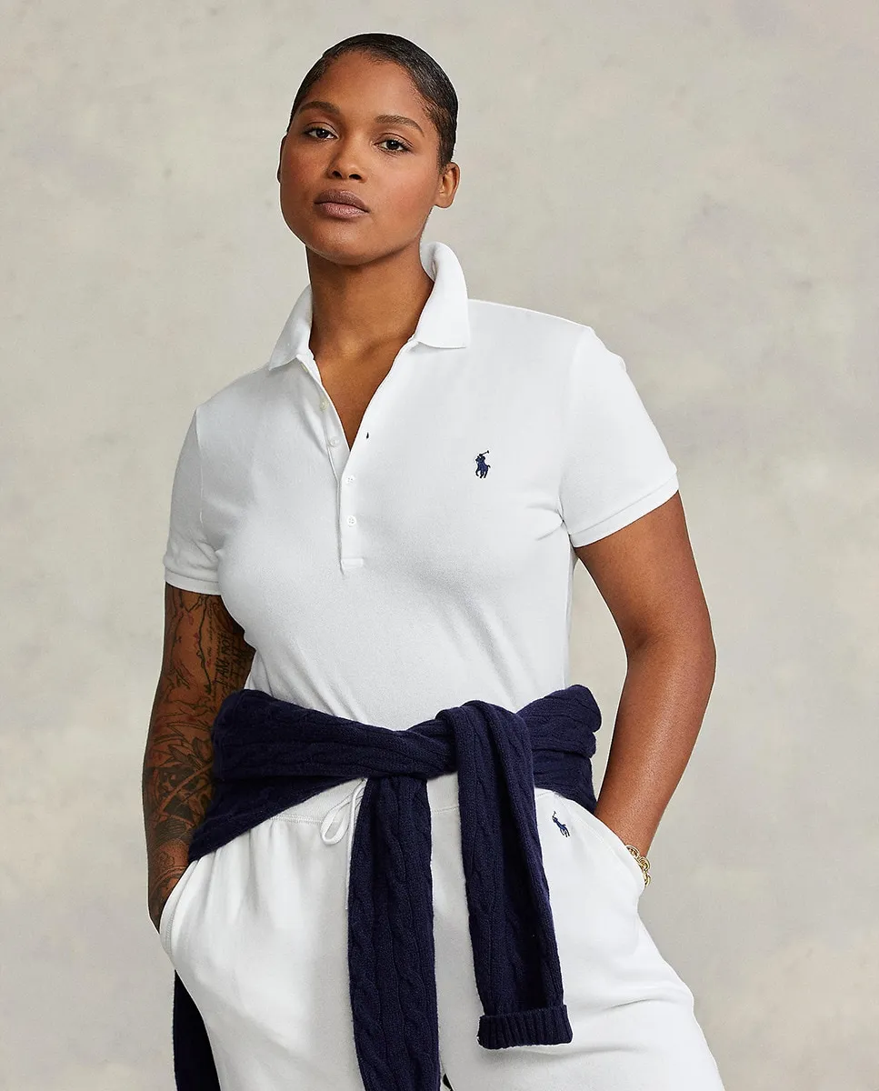 

Женская однотонная рубашка-поло облегающего кроя Polo Ralph Lauren, белый