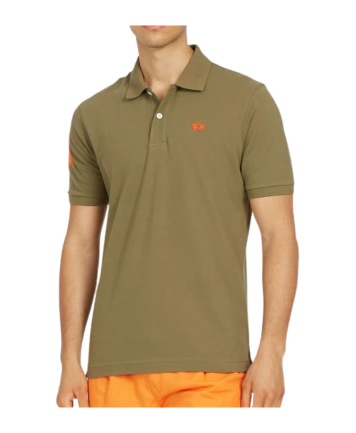 

Рубашка-Поло с короткими рукавами и застежкой на пуговицы. La Martina, зеленый