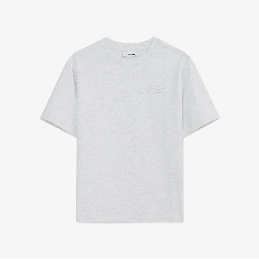 Футболка Lacoste с логотипом крокодила, серая меланж