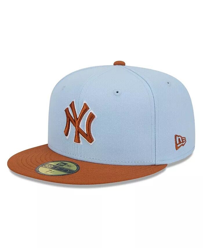

Мужская светло-синяя/коричневая бейсболка New York Yankees Spring Color, базовая двухцветная шляпа 59fifty New Era, синий