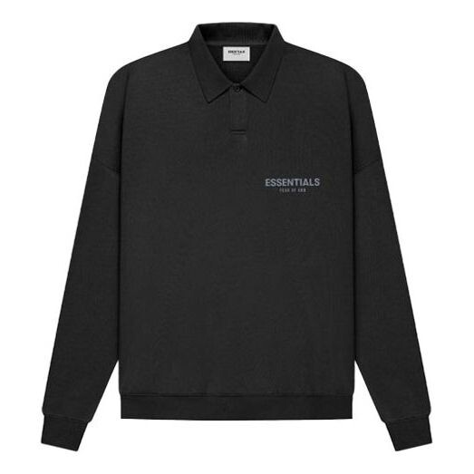 

Рубашка ss21 long sleeve french terry polo shirt 'stretch limo' Fear Of God Essentials, черный