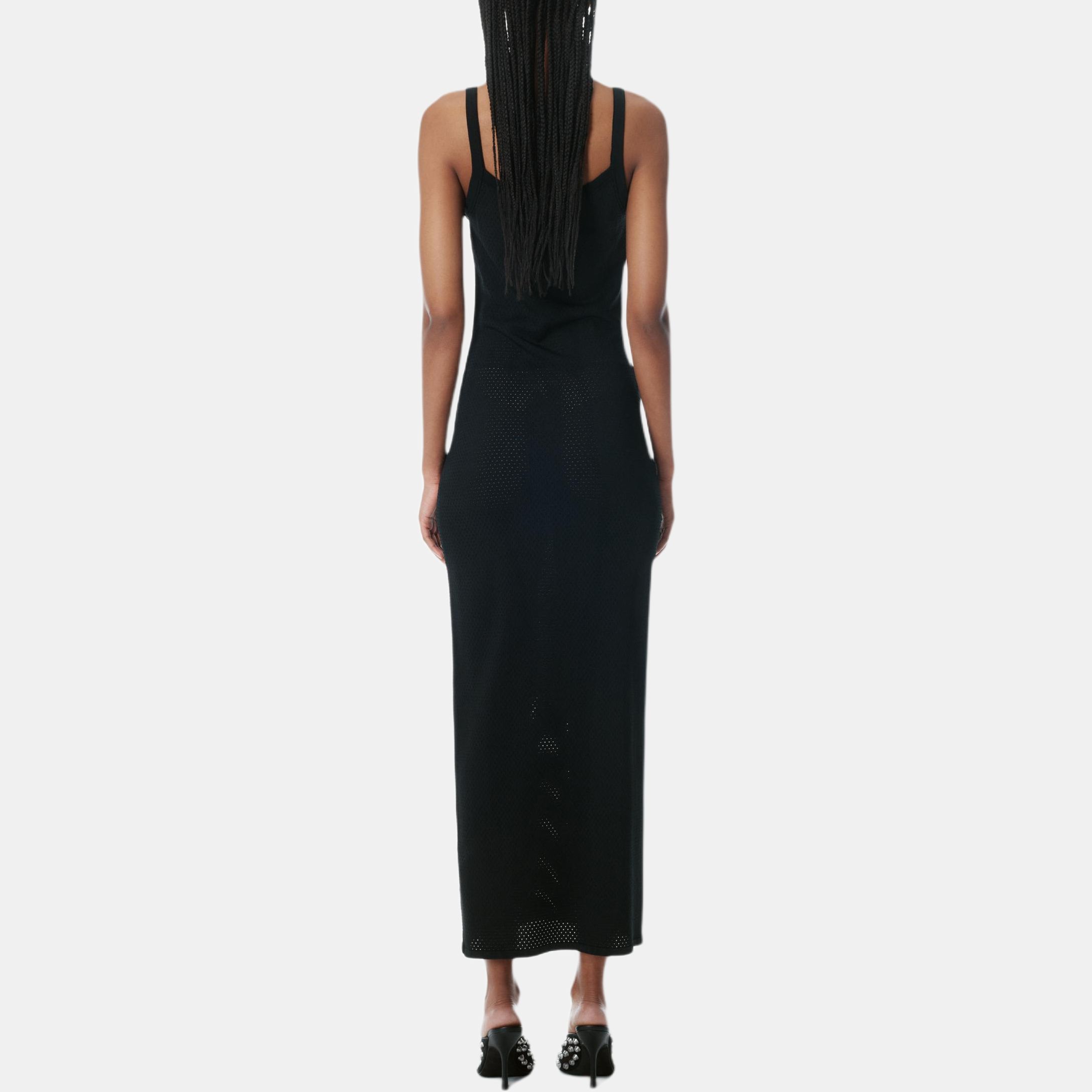 3D логотип Mesh платье миди без рукавов Alexander Wang, черный — фото 3