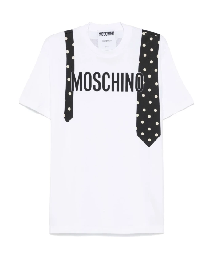 

Футболка с графическим принтом и круглым вырезом Moschino, белый