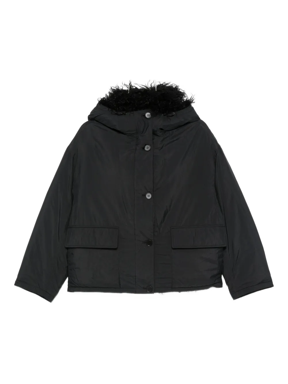 

Куртка с капюшоном и отделкой из искусственного меха YVES SALOMON, черный