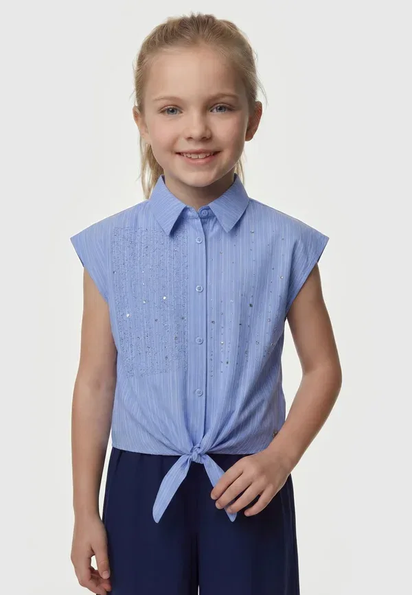 Блуза Guess Knot shirt button down, светло-голубая — фото 2