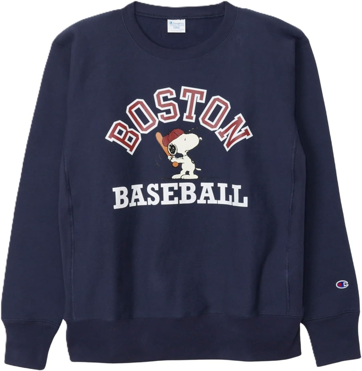 

Мужская толстовка Champion с длинным рукавом, плотность ткани 11,5 унций, свободного кроя, с графическим принтом Peanuts, обратным плетением и круглым вырезом, темно-синий