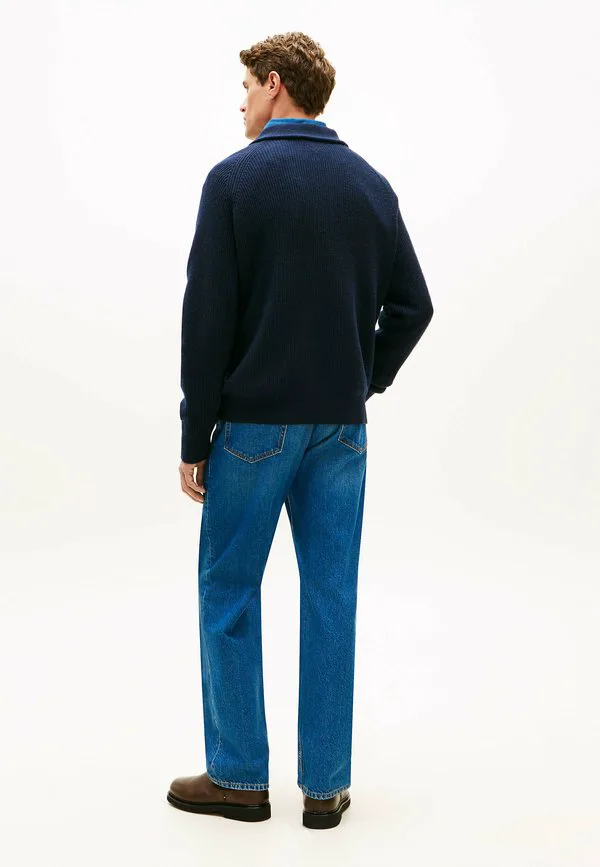 Свободный джемпер рыбацкой вязки из шерсти Tommy Hilfiger, Dark Blue — фото 3