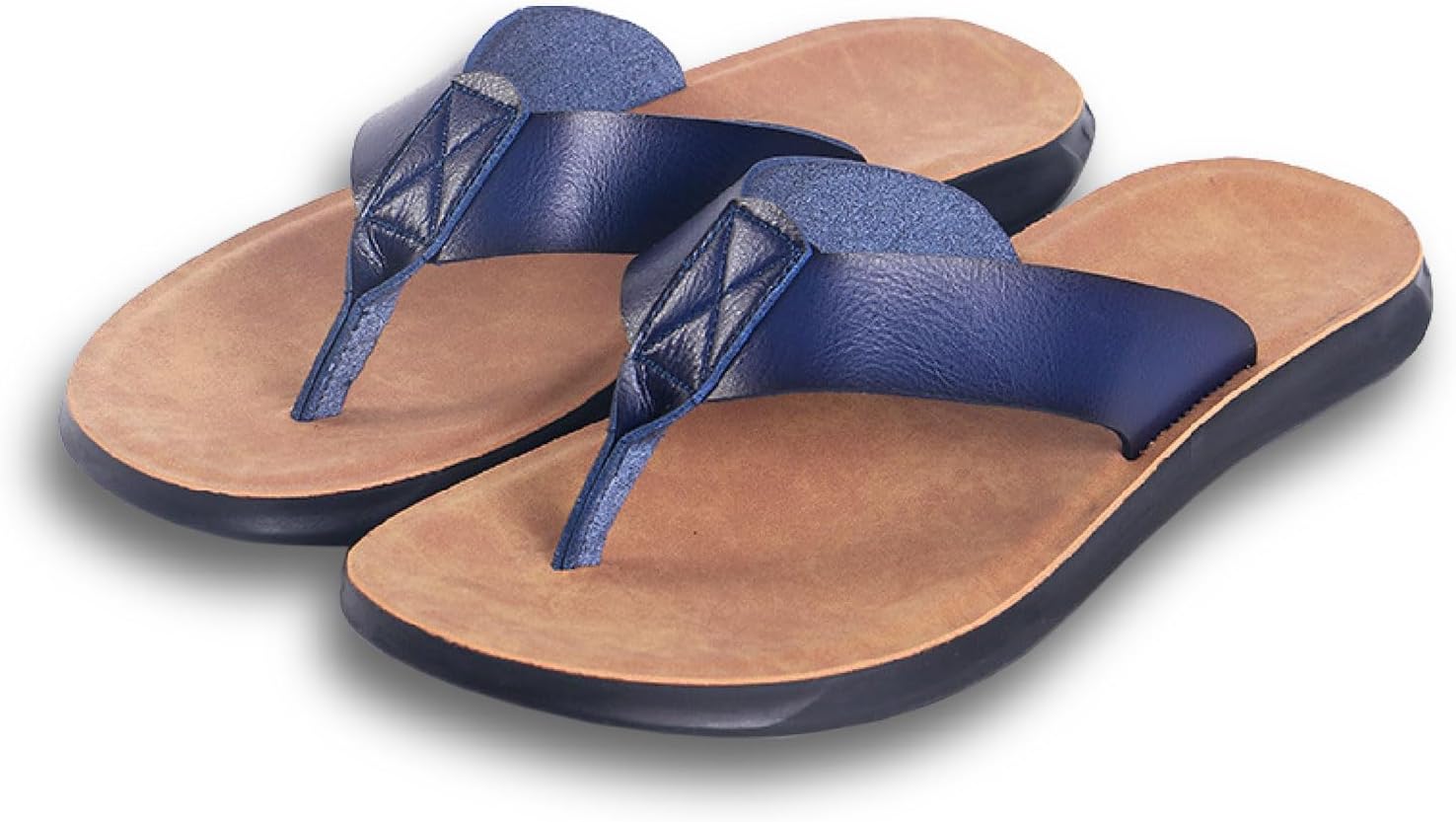 

Сланцы Titype из кожи для мужчин и женщин, вьетнамки с поддержкой свода стопы, мягкой амортизирующей стелькой, удобные пляжные тапочки, синий