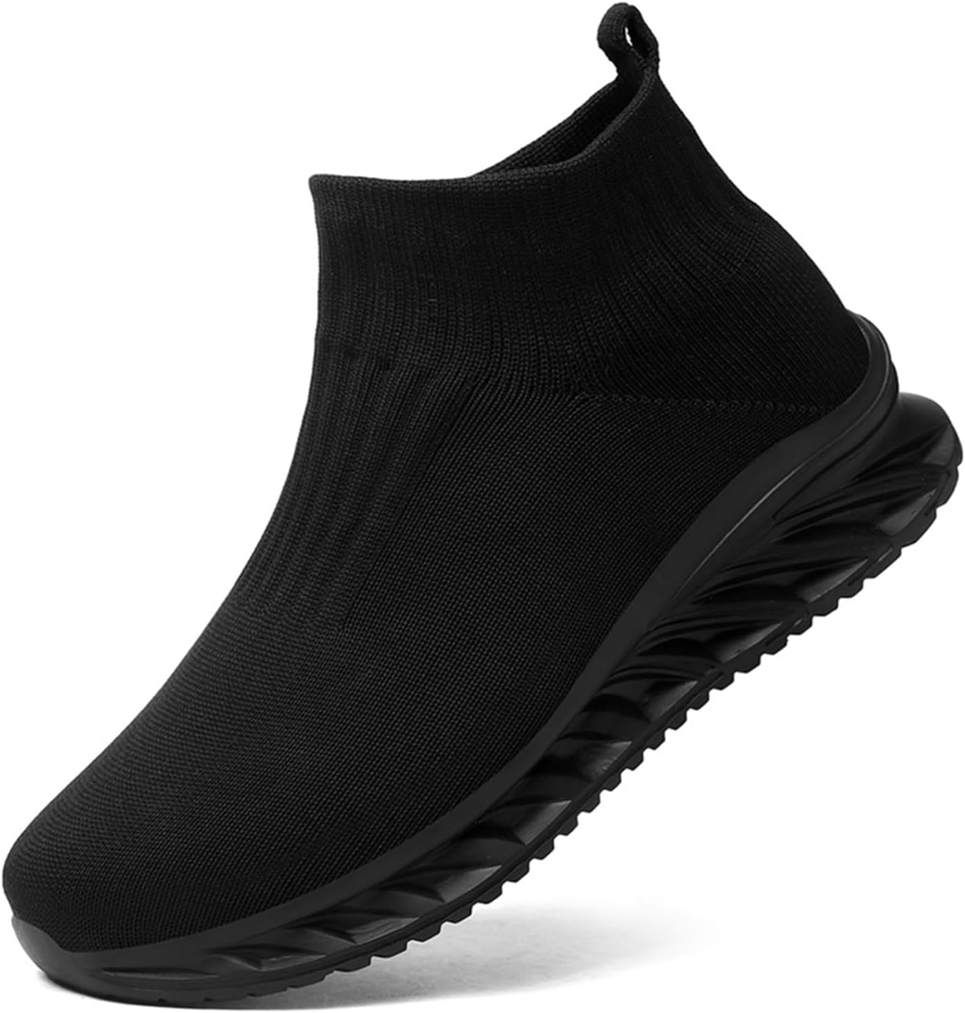 

Мужские кроссовки для бега и тенниса на шнуровке, высокие модные кроссовки, удобная спортивная и повседневная обувь, платформенные кроссовки-носочки для мужчин Generic, черный