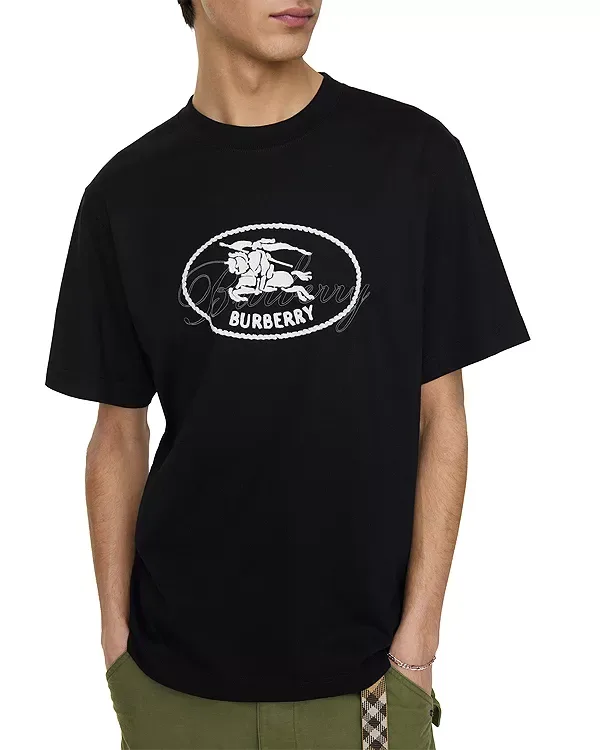Футболка Burberry Cotton Knight Print, Черный — фото 2