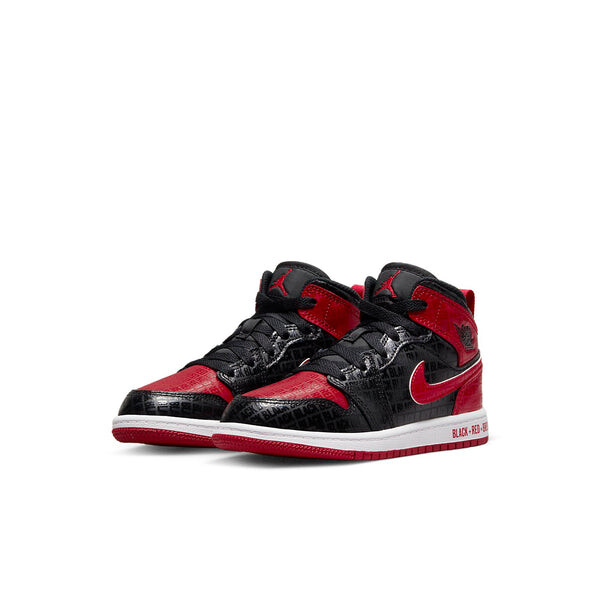 Кроссовки 1 mid ss 'black + red = bred' Air Jordan, черный — фото 3