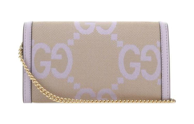 GUCCI Ophidia Canvas With Leather Wallet женский бежевый/светло-фиолетовый — фото 3