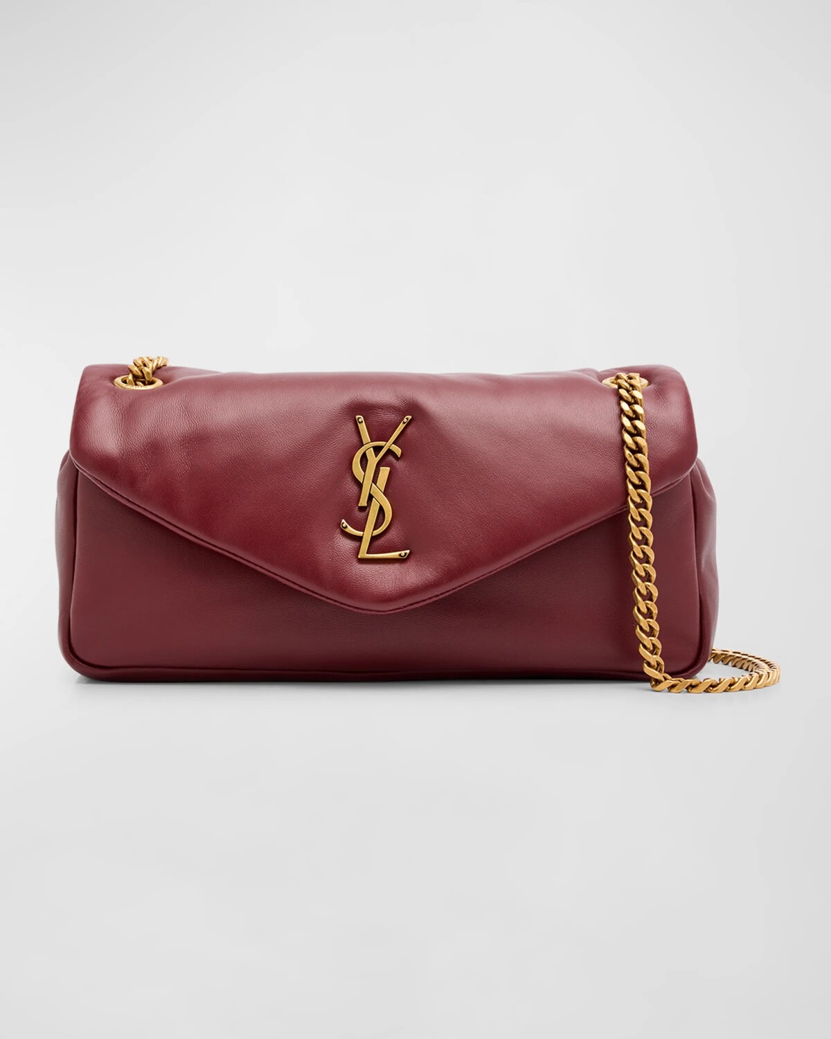 

Маленькая сумка через плечо Calypso YSL из гладкой мягкой кожи Saint Laurent, цвет Rouge Merlot