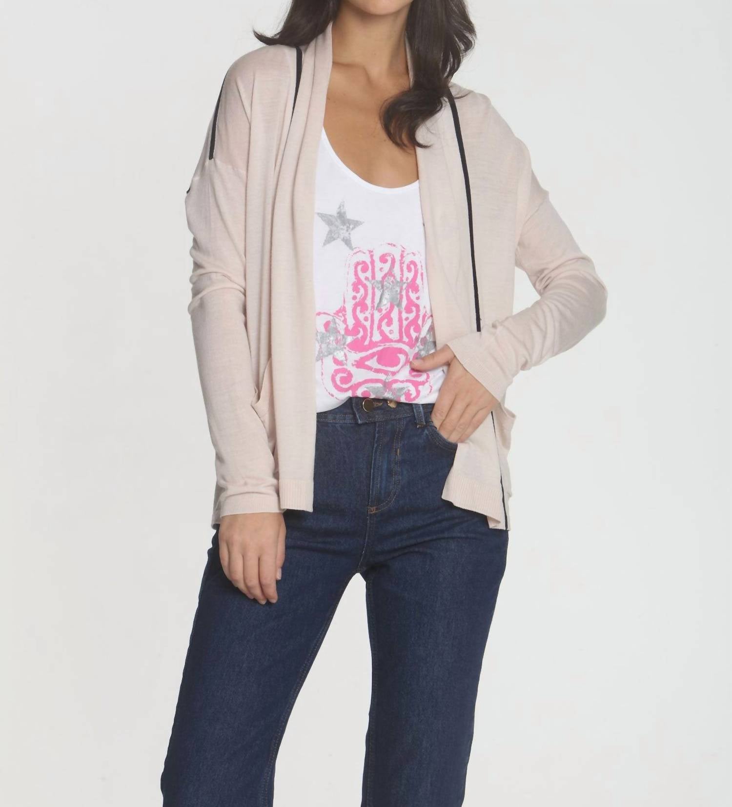 

Женский драпированный кардиган Brooklyn в цвете бледно-розовый LABEL+thread