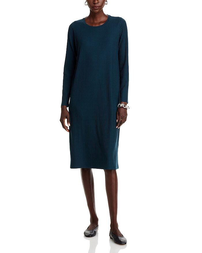 

Трикотажное платье в рубчик Eileen Fisher, синий