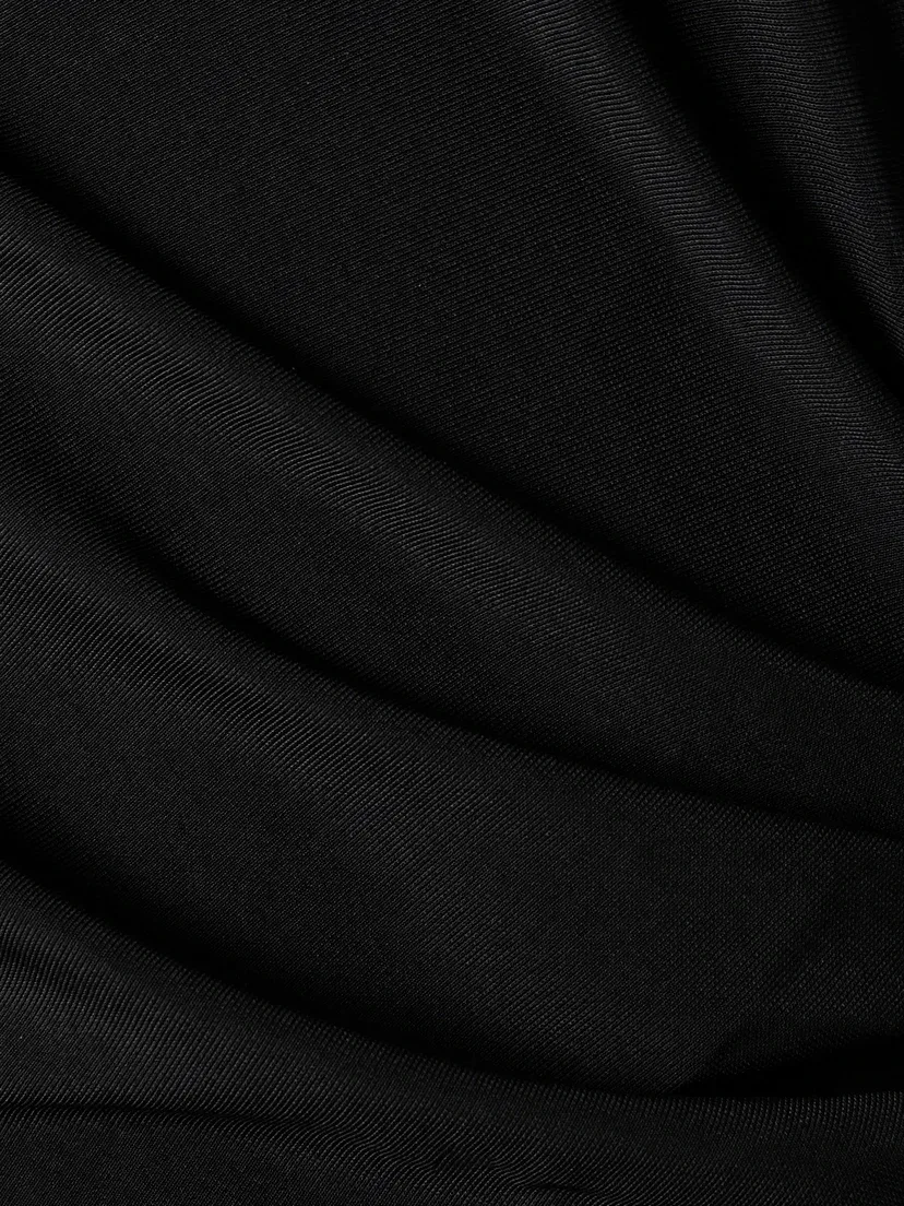 Платье миди из эластичного джерси на одно плечо со сборками MAX MARA, черный — фото 4