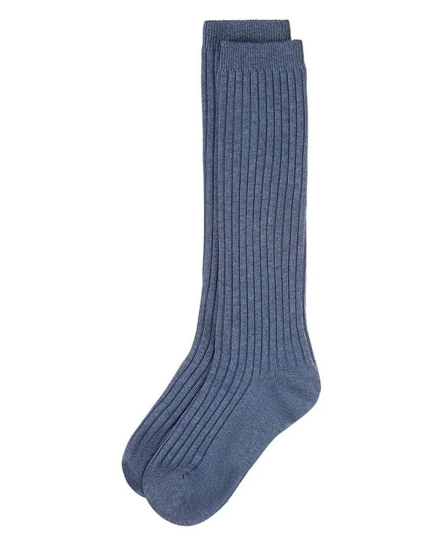 Детские ребристые хлопковые гольфы до колена MeMoi, Indigo Denim — фото 3