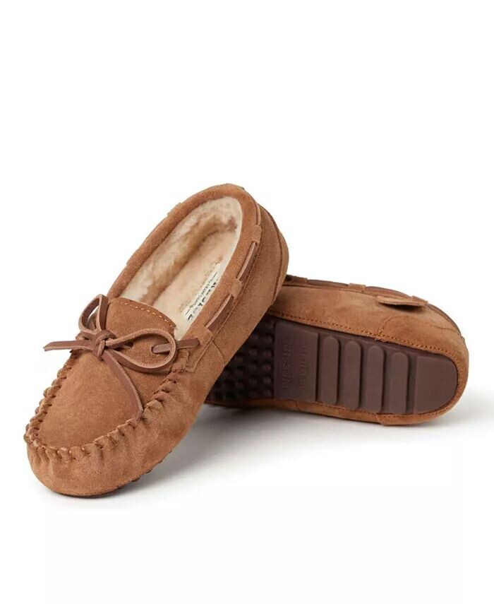 Тапочки-мокасины из натуральной овчины Dearfoams Girls Fireside By Parke, коричневый — фото 4