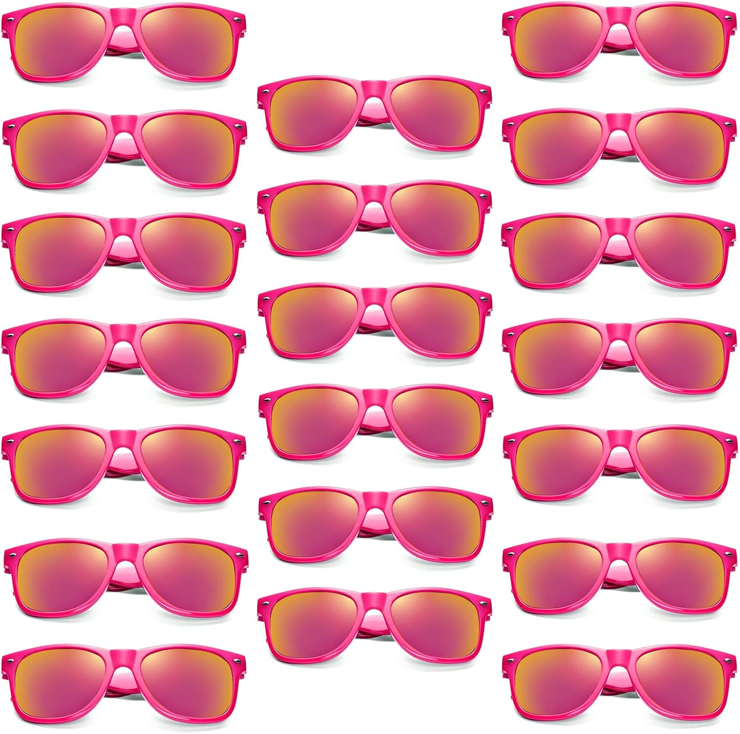 

Pibupibu, набор из 10/20 неоновых солнцезащитных очков для женщин и мужчин, оптовая продажа, ретро-очки в стиле 80-х, красочные зеркальные, для вечеринок, для взрослых и мужчин, Hotpink 20 Packs