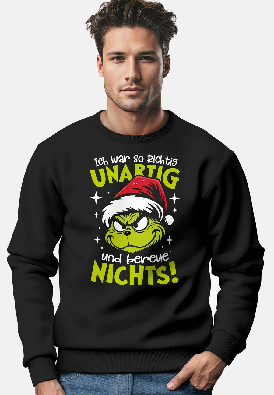 

Толстовка MoonWorks WEIHNACHTS GRINCH SPRUCH UNARTIG, Variante Schwarz/Anthracite