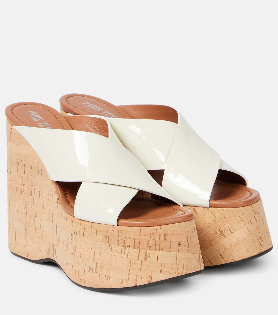 Босоножки Mara 135 из лакированной кожи на платформе Paris Texas, White Naturale