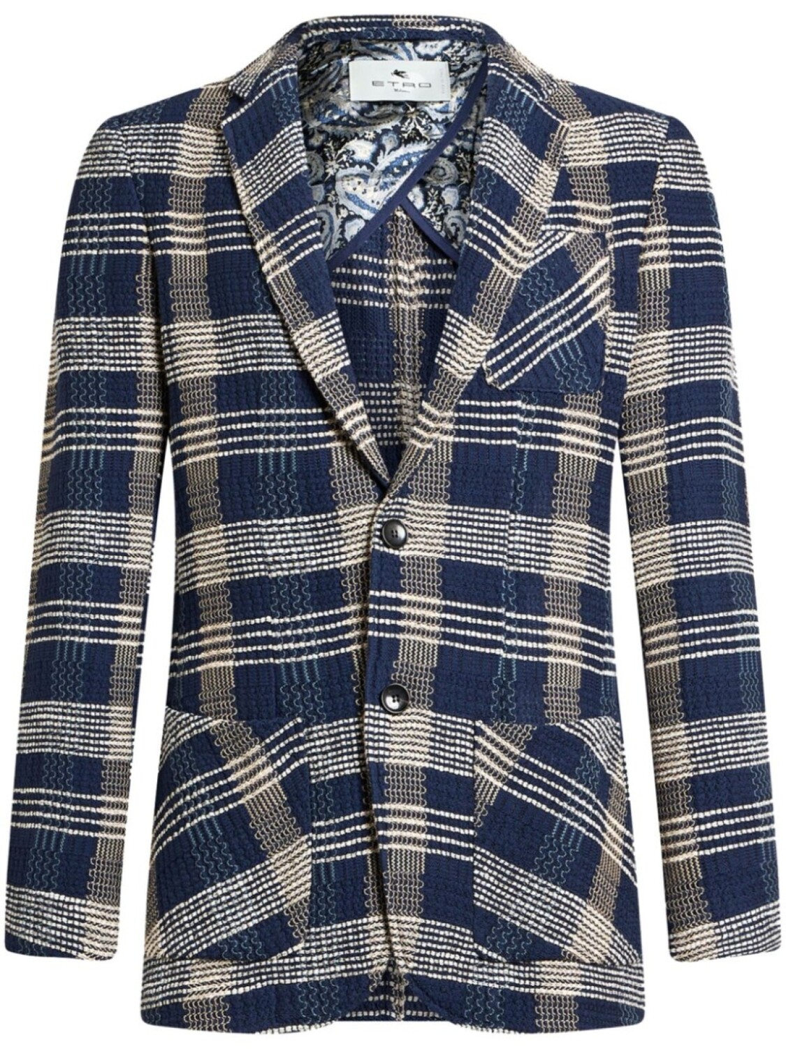 

Вязаный блейзер в клетку ETRO, синий