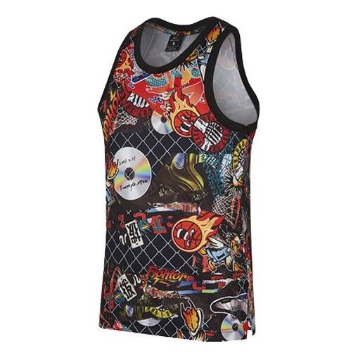 

Спортивная футболка men's street graffiti basketball sports vest 'black red' Nike, черный