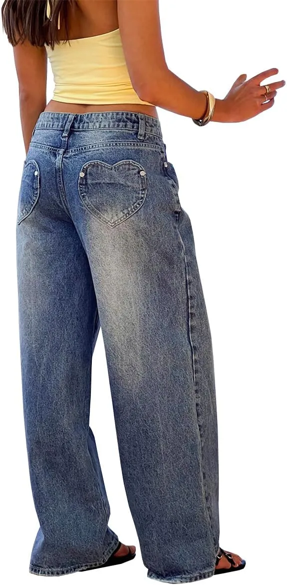 

Женские джинсы Mid Rise Wide Leg с карманами Vintage Heart TACSTRUN