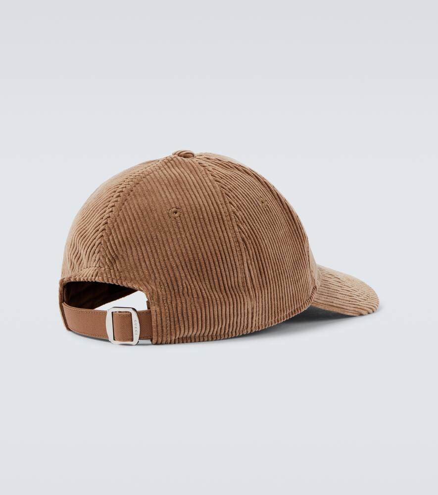 Бейсболка Double G из хлопкового вельвета Gucci, Teak/Beige — фото 4